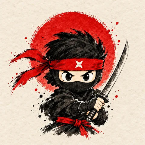 Ninja con katana, personaje del plan Ninja